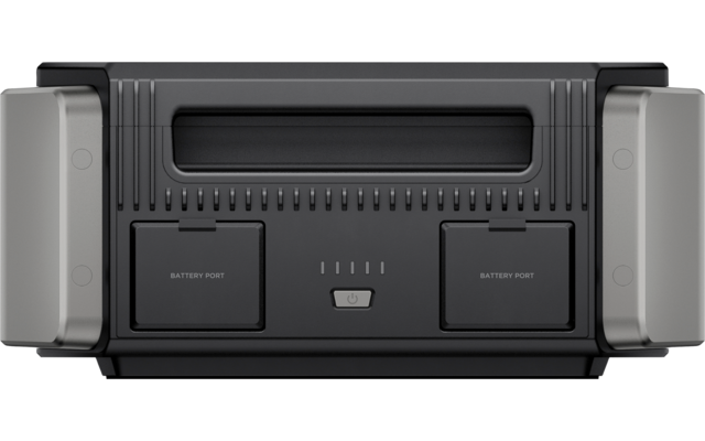 Appareil électronique noir avec deux emplacements et plusieurs ports