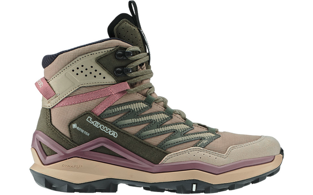 Outdoor-Wanderstiefel in Beige und Rosa mit schwarzer Sohle