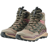 Paar Outdoor-Wanderschuhe in Beige mit dunkelgrünen und rosa Akzenten
