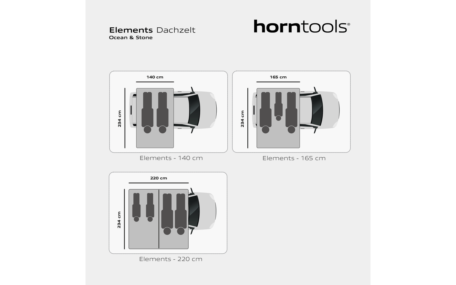Produktbild Horntools Elements Gen II Dachzelt 3 Personen 165 cm Midnight Stone 1