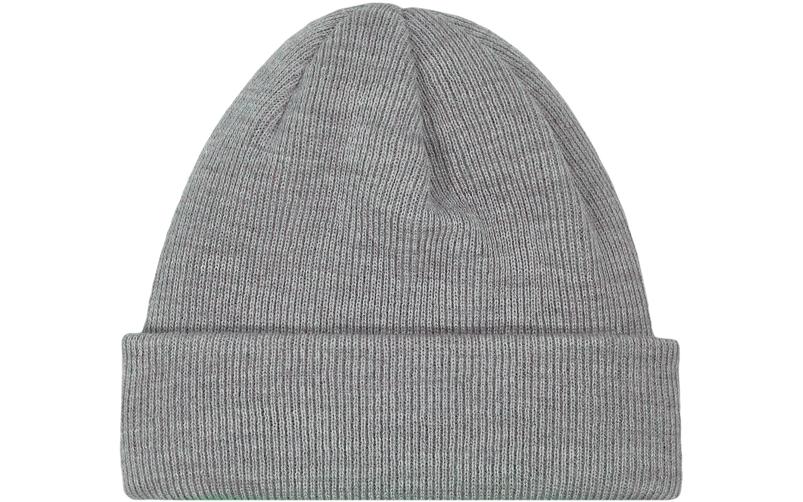 graue Strickmütze mit Umschlag