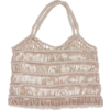 Bolsa de compras tejida beige con asas cortas