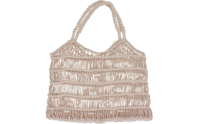 Bolsa de compras tejida beige con asas cortas
