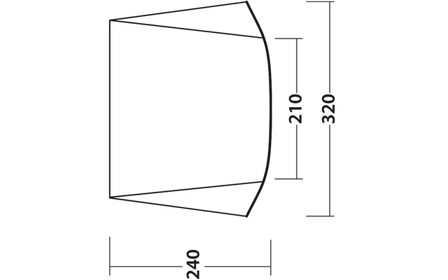 Technische Zeichnung mit Maßen 320, 240 und 210 Millimeter