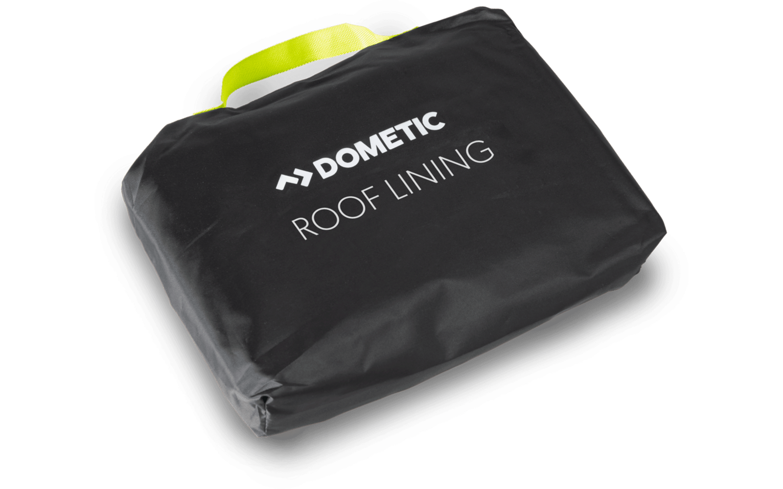 Schwarze, rechteckige Tasche mit der Aufschrift ‚DOMETIC ROOF LINING‘