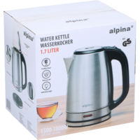 Alpina Edelstahl-Wasserkocher 1,7 Liter 1800 W silber