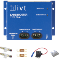 Convertidor de carga / intensificador de tensi&oacute;n de carga incluye material de conexi&oacute;n para veh&iacute;culos de motor 12 V / 30 A IVT
