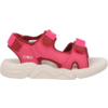 Pink sandal with two hook-and-loop straps, white 'CMP' logo on the side and light beige textured sole