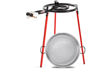 394602 827873 - Kit paellero 40cm + Paellera para 12 personas (46cm Ø) + Soporte de 3 patas reforzado Vaello la Valenciana