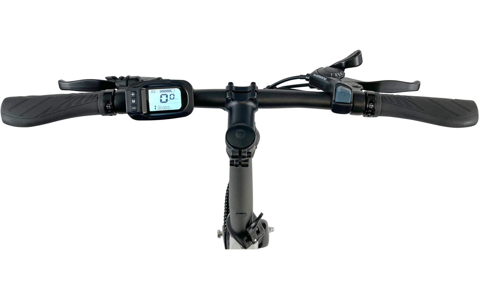 Stuur van een fiets met remhendels en display