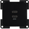 Schwarzes quadratisches Modul mit zwei übereinander angeordneten USB‑C‑Buchsen und der Aufschrift "45W" darunter; an den vier Ecken Montage Laschen mit Schraubenlöchern
