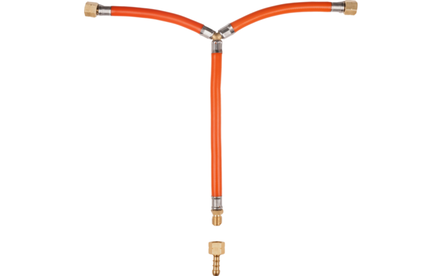 Oranger Hosenträger mit goldfarbenen Clips auf weißem Hintergrund