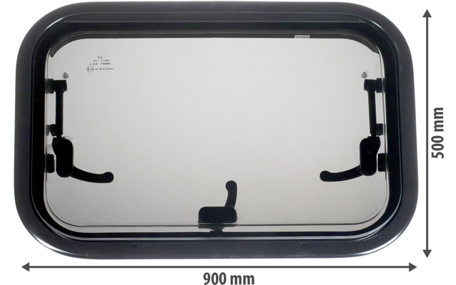 Ventana rectangular con esquinas redondeadas y marco negro