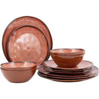 Bo-Camp Halo Campinggeschirr-Set aus Melamin f&uuml;r 4 Personen 12-teilig Clay
