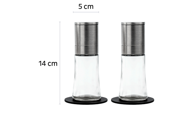Molinillos magnéticos de especias 1 x molinillo de pimienta, 1 x molinillo de sal, 2 x almohadillas metálicas de nano gel (7,5 cm)