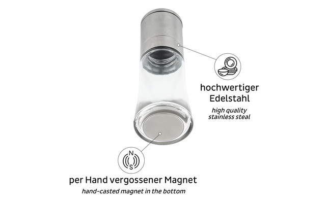 Macinino magnetico per spezie 1 macinino per pepe, 1 macinino per sale, 2 cuscinetti in metallo nano gel (7,5 cm)