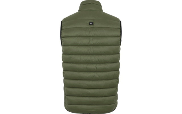 Chaqueta sin mangas acolchada verde con cuello alto, vista trasera