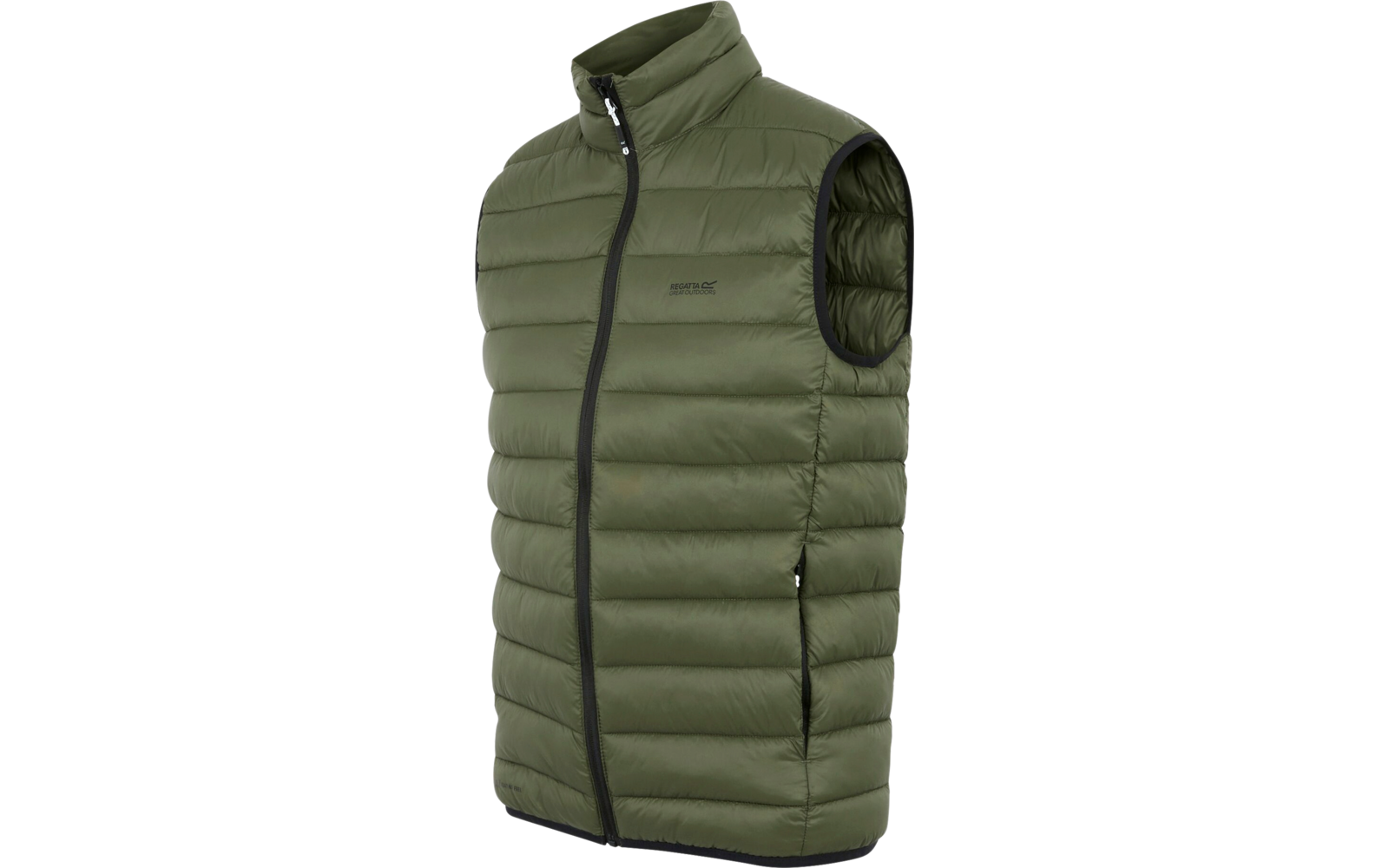 Chaleco verde acolchado sin mangas con cremallera