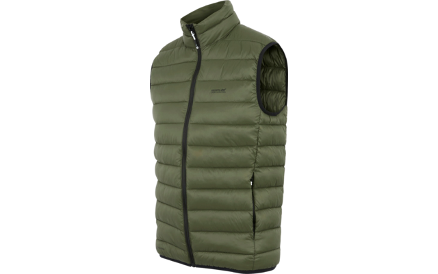 Chaleco verde acolchado sin mangas con cremallera