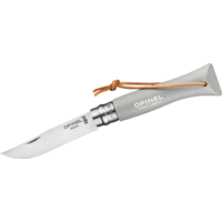 Opinel N°06 Colorama Art Deco Taschenmesser mit Lederkordel Klingenlänge 7 cm hellgrau