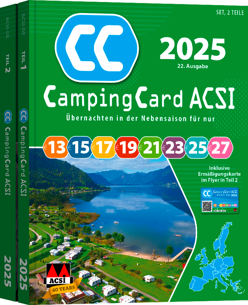 ACSI Campingführer 2025 mit CampingCard Ermäßigungskarte jetzt