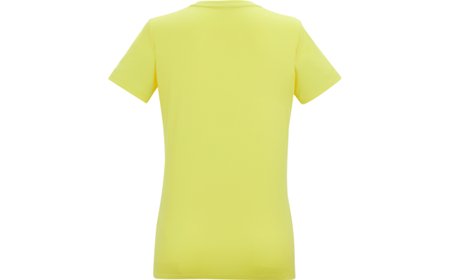 T-shirt jaune à manches courtes, vue de dos, sur fond blanc