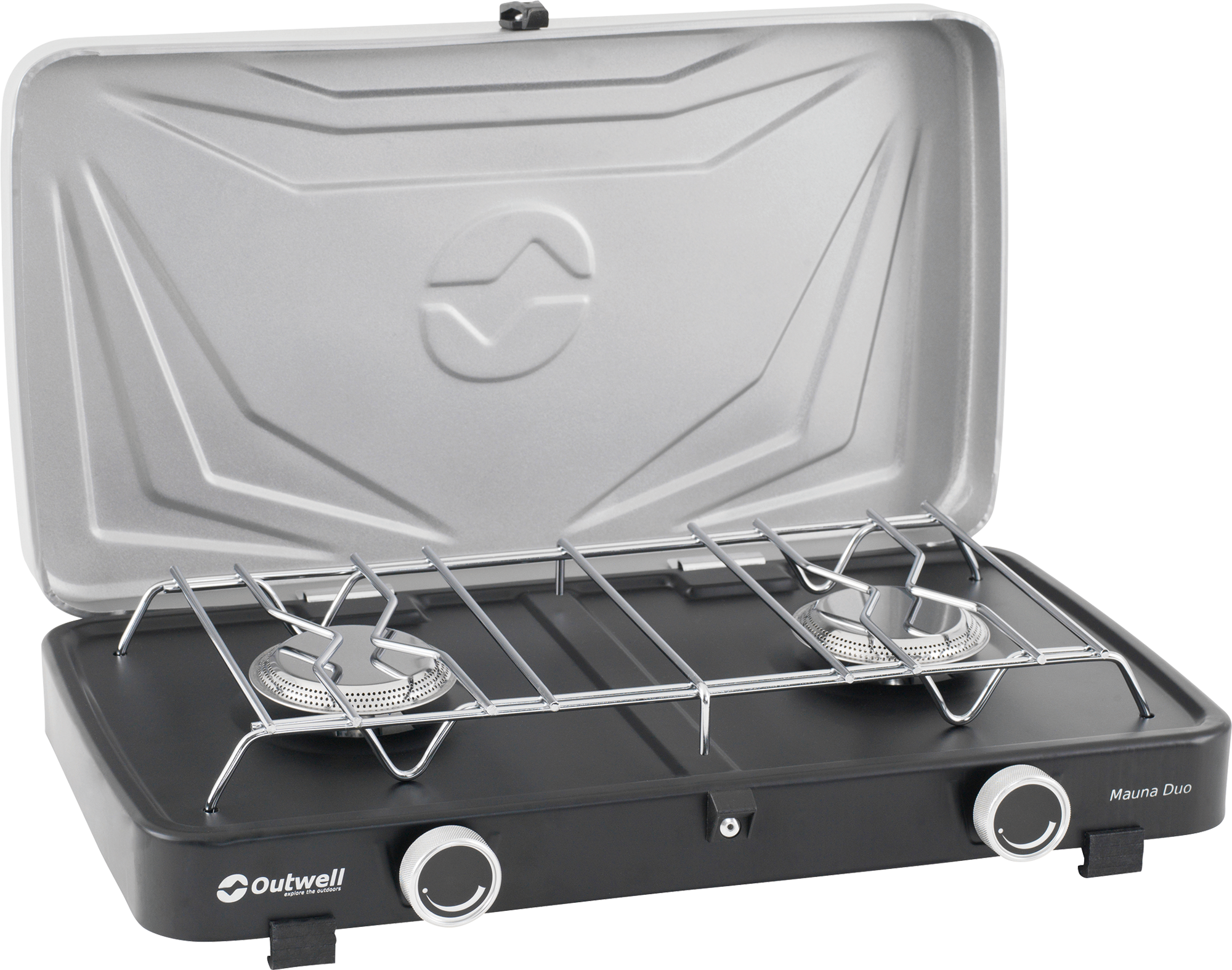 Fornello A Gas Portatile A 5 Fuochi Da 2.5 KW Con Coperchio, Supporto Rimovibile, Piano In Ferro E Alluminio, Per Campeggio E Attività Outdoor