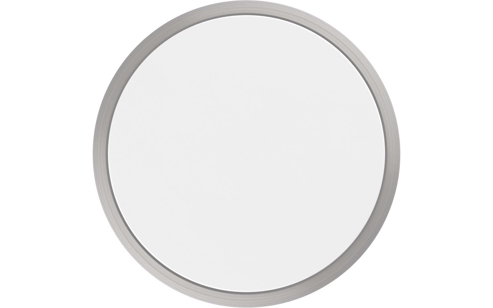 Runder weißer Kreis mit schmalem grauem Rand