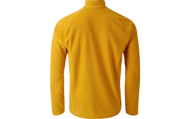 Rückansicht eines gelben Pullover mit langem Arm und Stehkragen