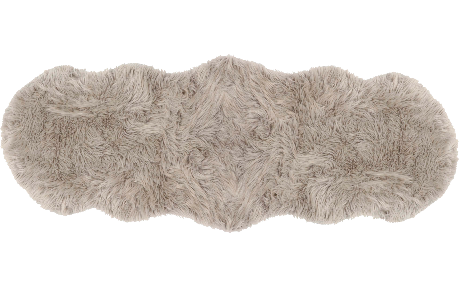 Hellbeiger, flauschiger Teppich mit unregelmäßiger, gewellter Form