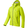 Hellgrün-gelbe Kapuzenjacke mit durchgehendem Reißverschluss, zwei Reißverschlusstaschen und kleinem Logo auf der Brust