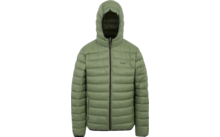 Chaqueta de invierno acolchada verde con capucha y cremallera frontal