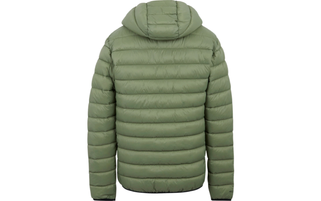 Grüne Steppjacke mit Kapuze, Rückansicht