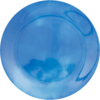 Rond blauw bord met glanzend oppervlak en lichtreflecties