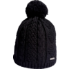 Schwarze gestrickte Mütze mit Bommel
