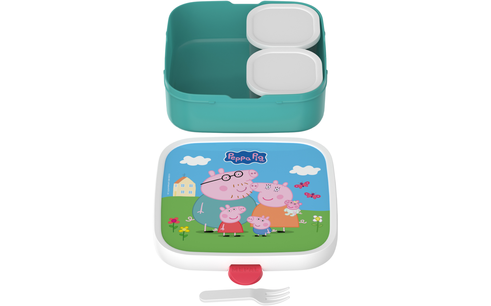 Produktbild Mepal Campus Brotdose gro&szlig; aus Polypropylen mit zwei Bento-Eins&auml;tzen und Gabel 1,3 Liter 1