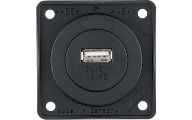 Berker Integro  USB-Ladestecker 3 A  5 V Schwarz matt