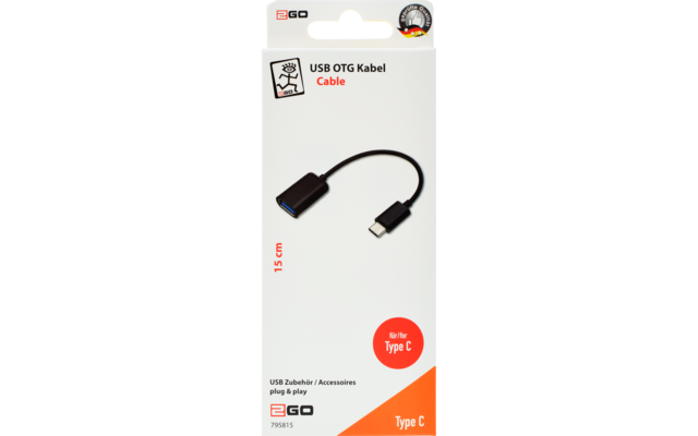 2Go hostkabel USB type C adapter 14,5 cm