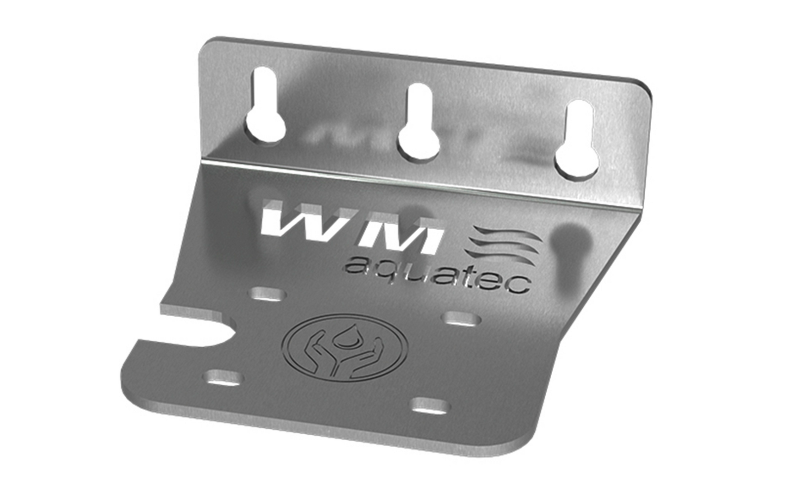 Metallhalterung mit drei Öffnungen oben und mehreren Löchern unten