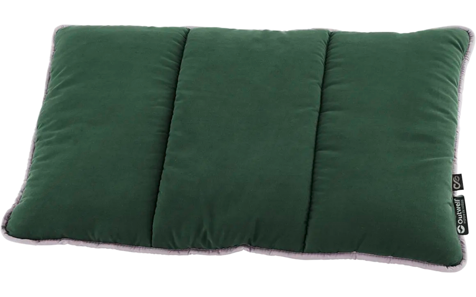 Rechthoekig groen kussen met drie verticale naden