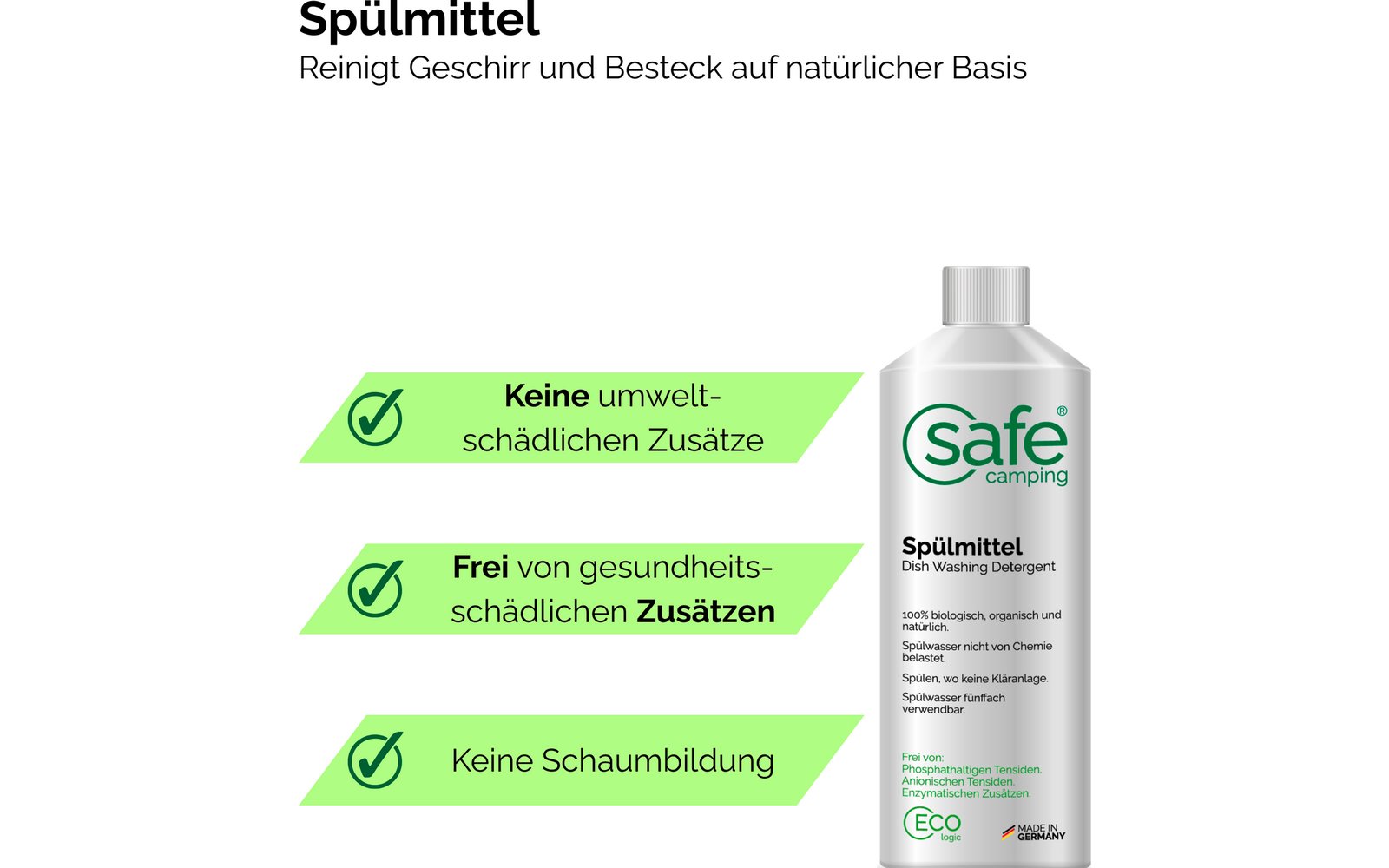 Produktbild Safe Camping Sp&uuml;lmittel auf nat&uuml;rlicher Basis mit absorptiven Biopolymeren 1