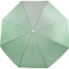 Aufsicht auf einen geöffneten, mintgrünen Schirm; sichtbare Segmente und zentraler Knopf