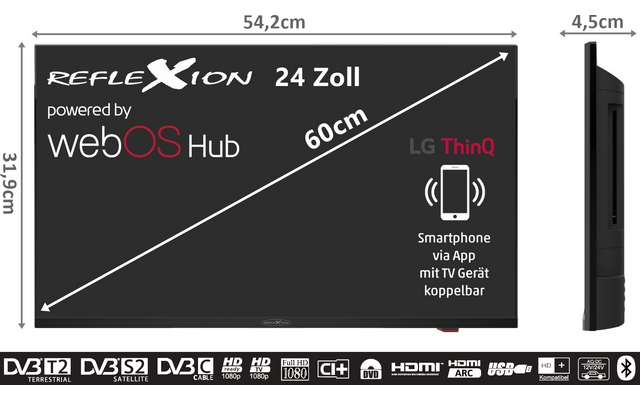 Produktbild Reflexion LED-Smart TV Fernseher mit DVD-Player Full HD 12V / 24V / 240V schwarz 1