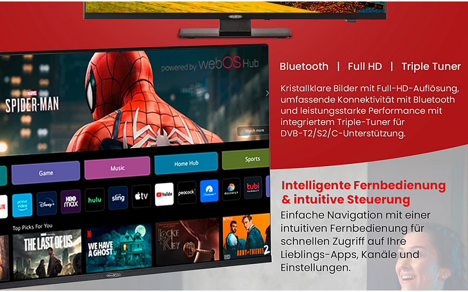 Produktbild Reflexion LED-Smart TV Fernseher mit DVD-Player Full HD 12V / 24V / 240V schwarz 1