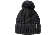 Schwarze Strickmütze mit Bommel