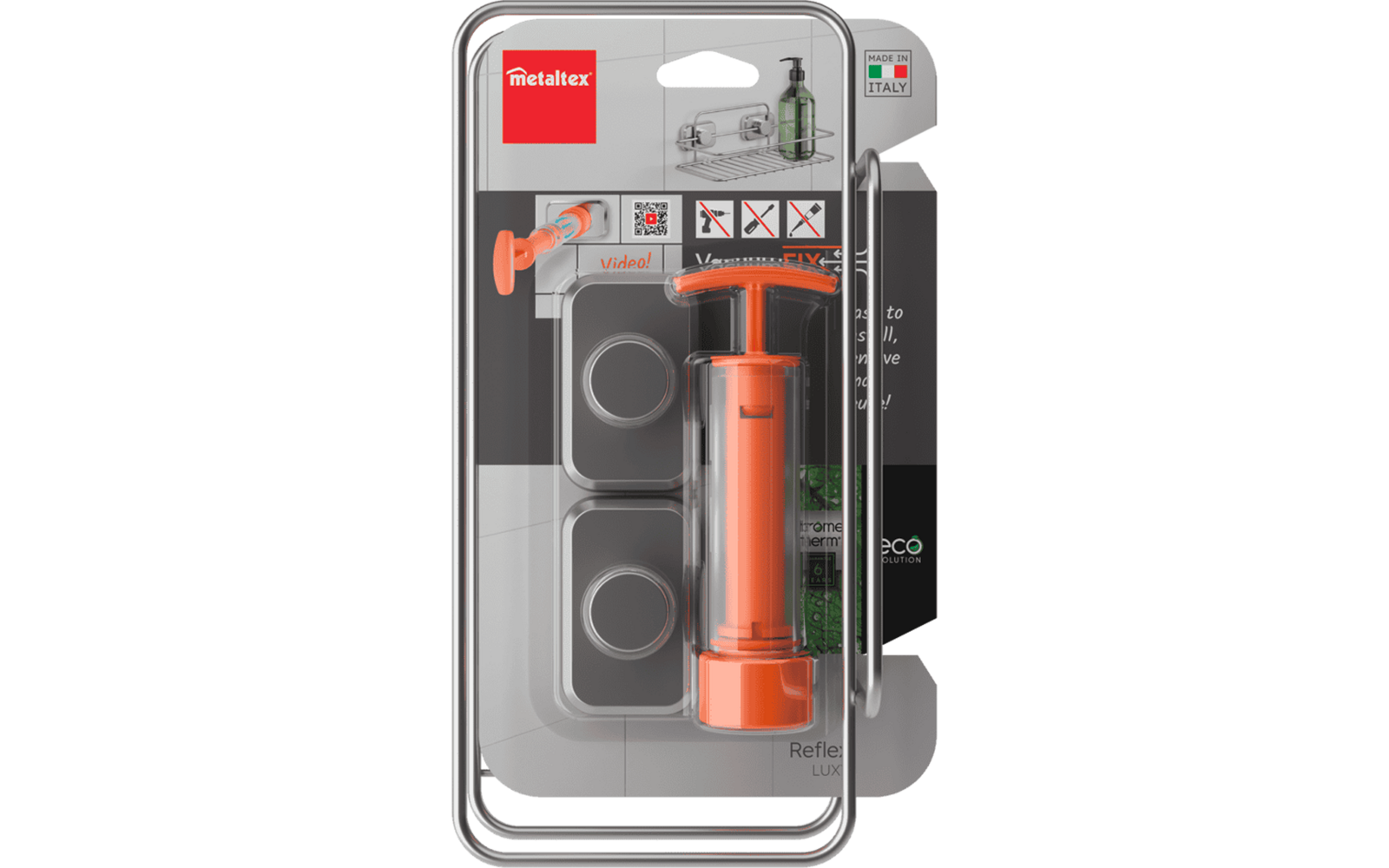 Image du produit Metaltex Reflex LUXY VacuumFix Badezimmerregal 1 Etage 26 x 13 x 11 cm chromfarben 1