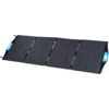 Faltbares Solarpanel in vier Abschnitten mit zwei blauen Griffen auf weißem Hintergrund
