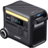 Générateur portable avec écran, prises et grilles de ventilation, noir