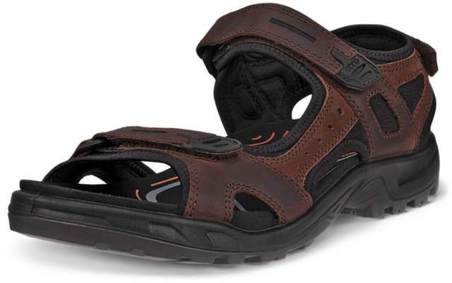 Sandale brune avec semelle noire et brides auto-agrippantes