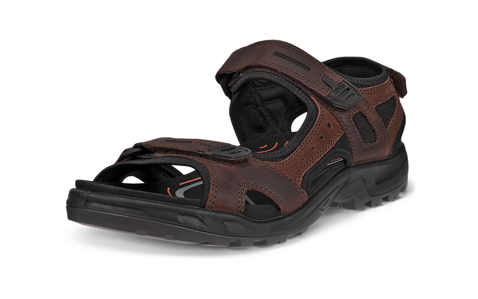 Sandale brune avec semelle noire et brides auto-agrippantes